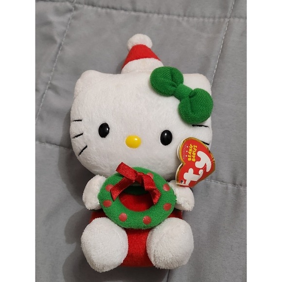 Ty Other - Ty Beanie Babies Hello Kitty Christmas Wreath Santa Hat Plush Sanrio Holiday